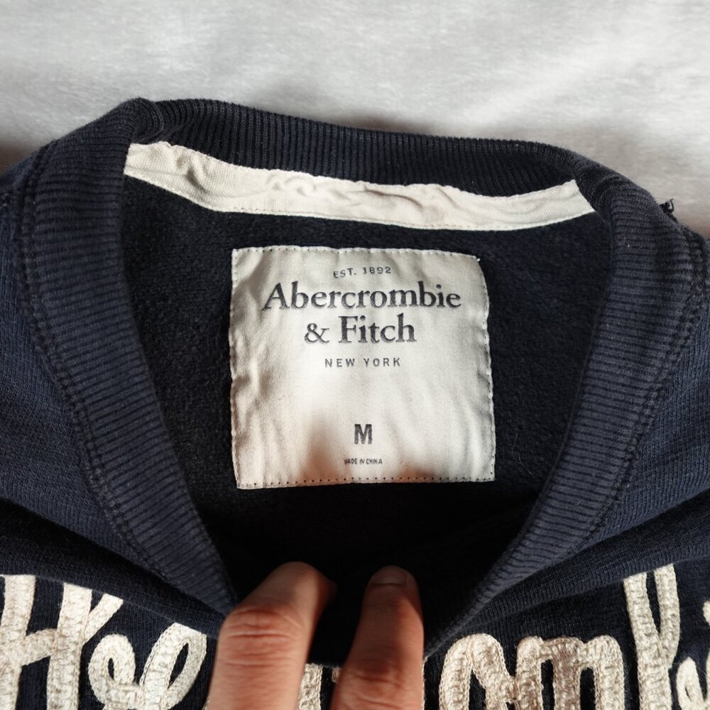 Abercrombie And Fitch New York Script Sweatshirt Mens M Slim Fit Blue - Picture 3 of 8